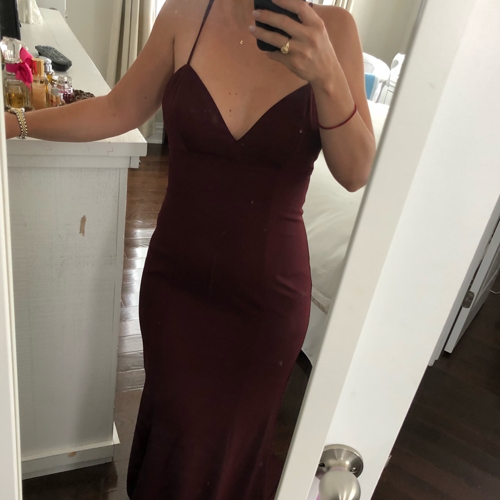 Amsale “Blair” Bridesmaid Dress in Ruby